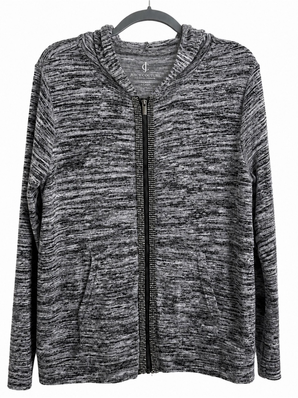Juicy Couture Gray Marled Zip Hoodie with Studded Zipper